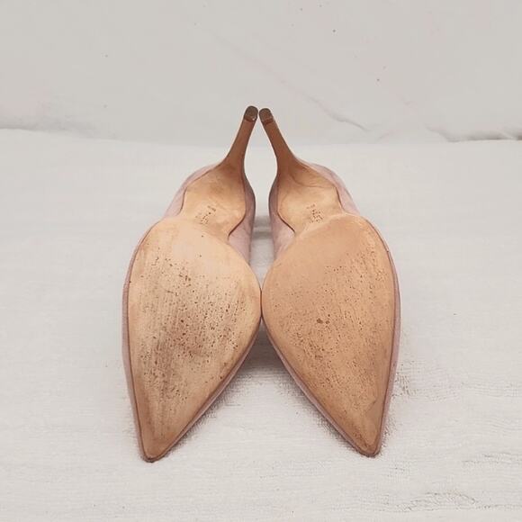 HALSTON HERITAGE CLAUDIA BIEGE/PINK LEATHER UPPER SUEDE STILLETO PUMPS 8.5 GUC - Picture 13 of 16